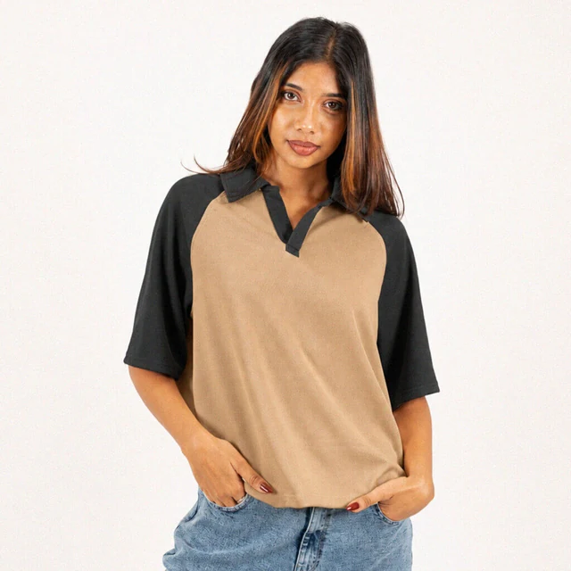 Beige Boxy Raglan tee