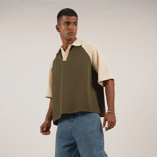 Green Boxy Raglan tee