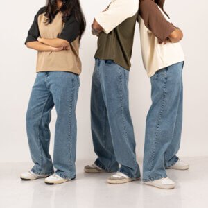 Wide Leg Blue Jeans