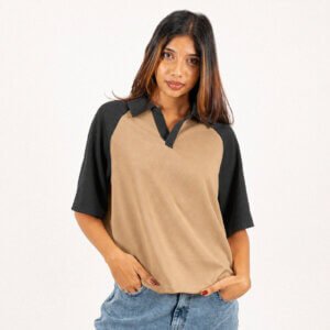 Beige Boxy Raglan tee