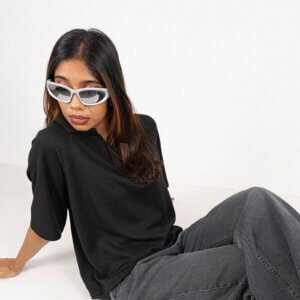 Black Boxy Raglan tee